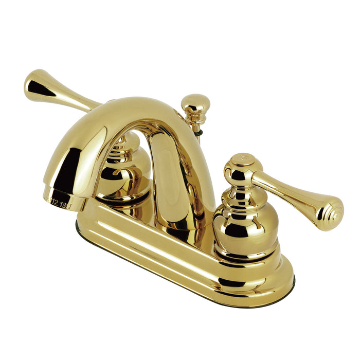 Kingston Tulare KB5612BL - Vintage Double-Handle 3-Hole Deck Mount 4-Inch Centerset Bathroom Faucet with Pop-Up Drain, Polished Brass