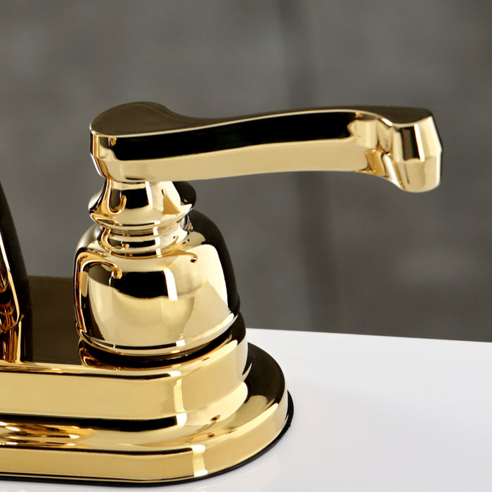 Kingston KB5612FLB Double-Handle 3-Hole Deck Mount 4-Inch Centerset Bathroom Faucet with Brass Pop-Up, Polished Brass