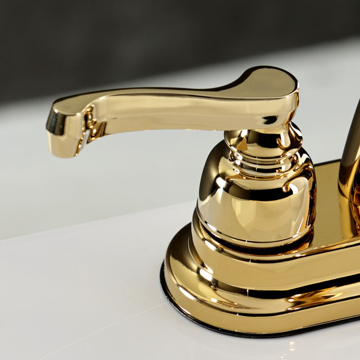 Kingston KB5612FLB Double-Handle 3-Hole Deck Mount 4-Inch Centerset Bathroom Faucet with Brass Pop-Up, Polished Brass