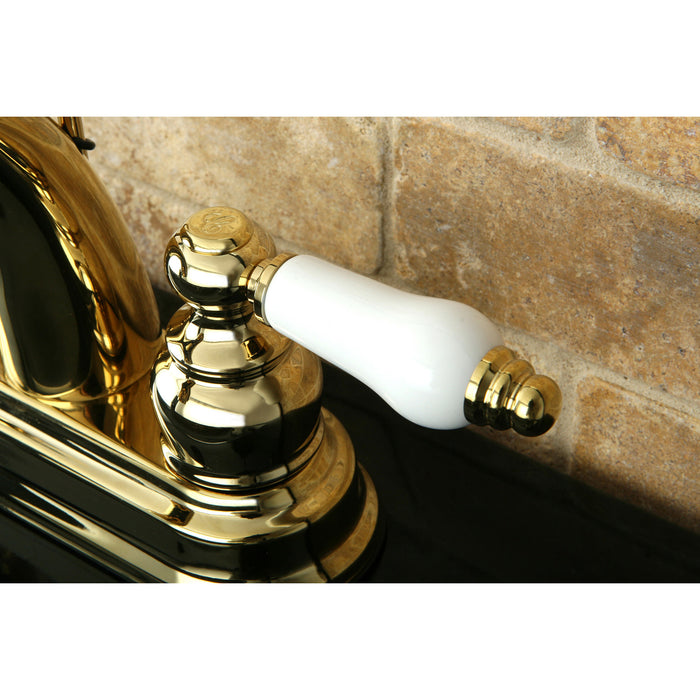 Restoration KB5612PL Two-Handle 3-Hole Deck Mount 4" Centerset Bathroom Faucet, Polished Brass