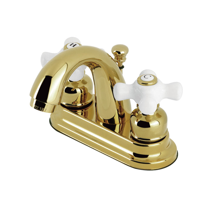 Kingston Heirloom KB5612PX - Restoration Double-Handle 3-Hole Deck Mount 4-Inch Centerset Bathroom Faucet with Pop-Up Drain, Polished Brass