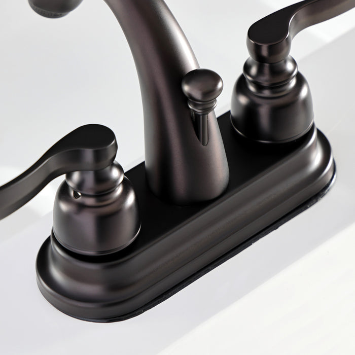 Kingston Tulare KB5615FL - Royale Double-Handle 3-Hole Deck Mount 4-Inch Centerset Bathroom Faucet with Pop-Up Drain, Oil Rubbed Bronze