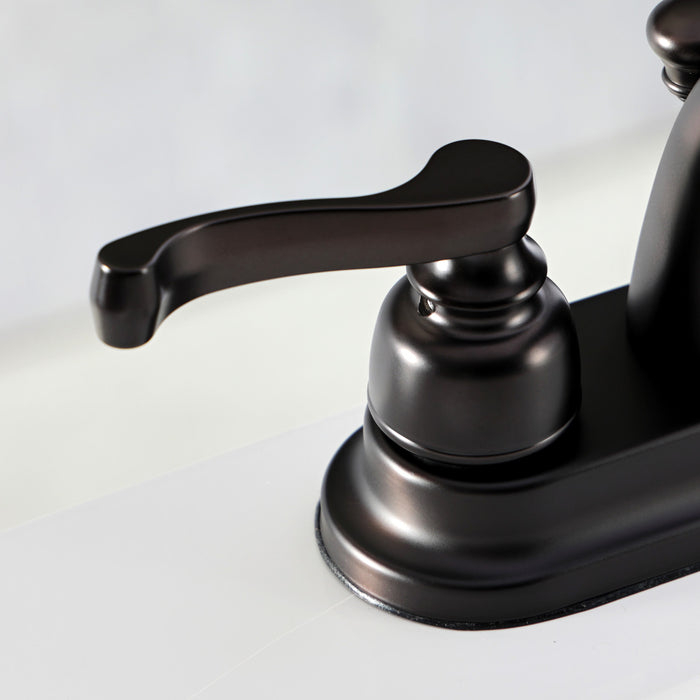 Kingston Tulare KB5615FL - Royale Double-Handle 3-Hole Deck Mount 4-Inch Centerset Bathroom Faucet with Pop-Up Drain, Oil Rubbed Bronze