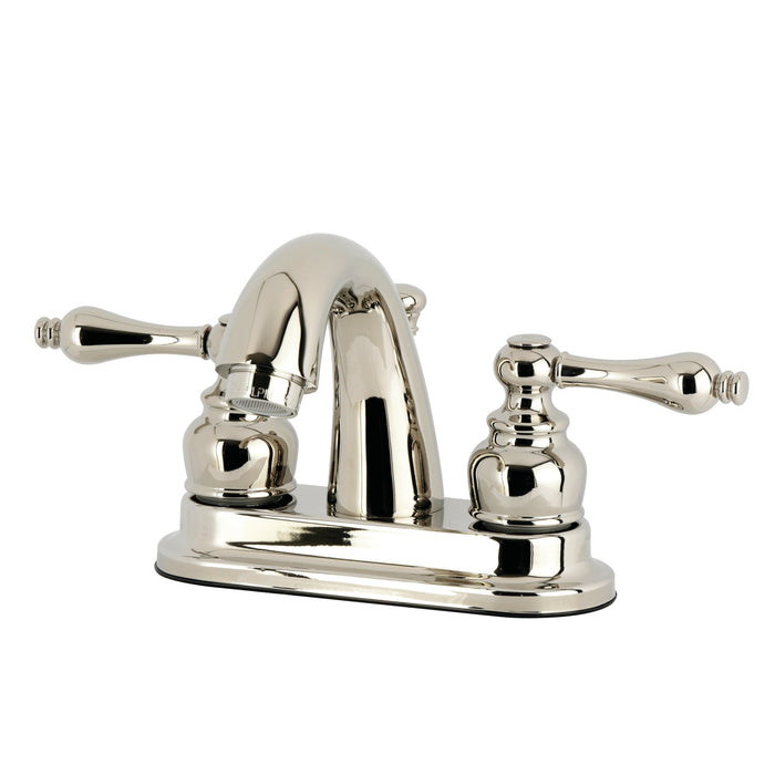 Kingston Heirloom KB5616AL - Restoration Double-Handle 3-Hole Deck Mount 4-Inch Centerset Bathroom Faucet with Pop-Up Drain, Polished Nickel