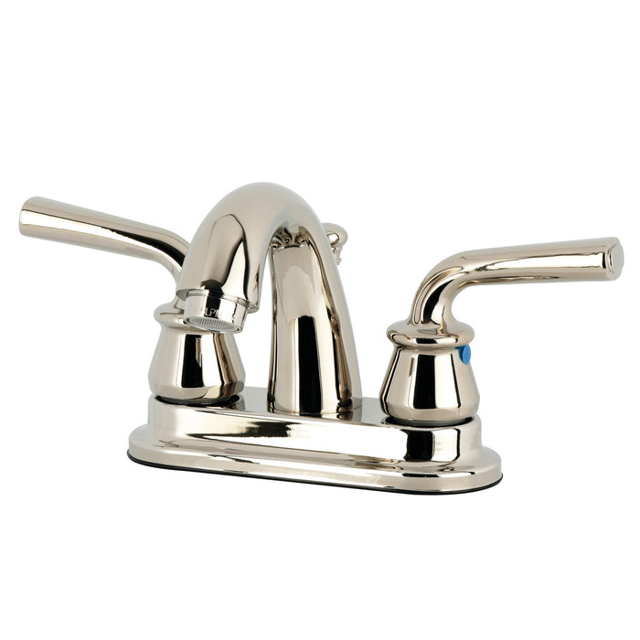 Kingston Tulare KB5616RXL - Restoration Double-Handle 3-Hole Deck Mount 4-Inch Centerset Bathroom Faucet with Pop-Up Drain, Polished Nickel