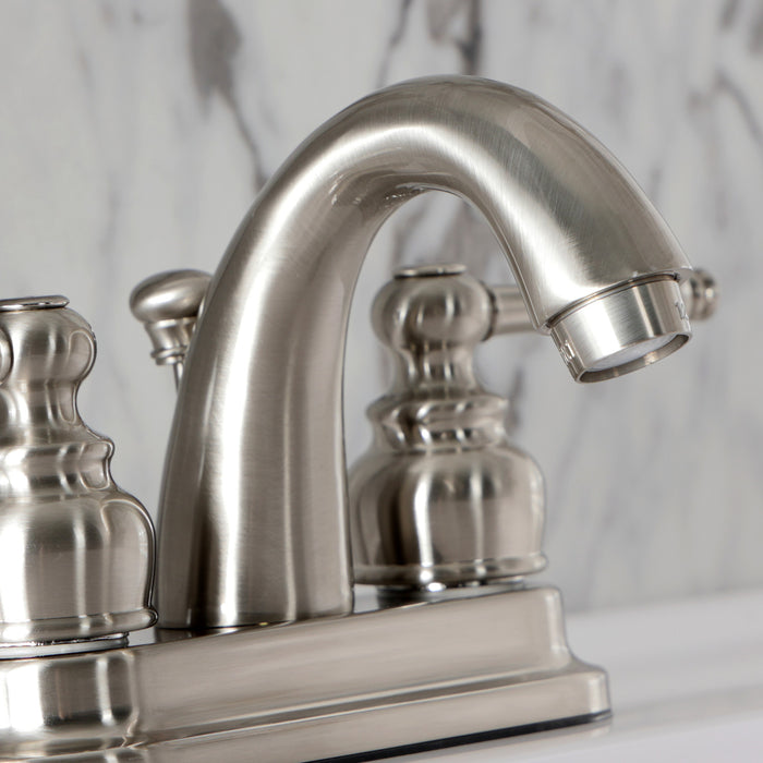 Kingston Heirloom KB5618AL - Restoration Double-Handle 3-Hole Deck Mount 4-Inch Centerset Bathroom Faucet with Pop-Up Drain, Brushed Nickel