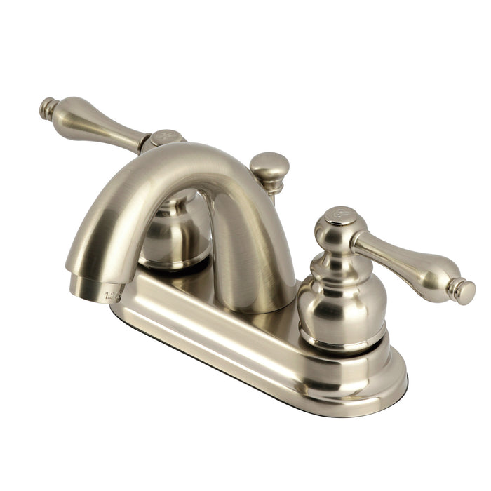Kingston Heirloom KB5618AL - Restoration Double-Handle 3-Hole Deck Mount 4-Inch Centerset Bathroom Faucet with Pop-Up Drain, Brushed Nickel