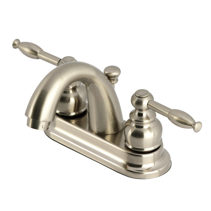 Knight KB5618KL Two-Handle 3-Hole Deck Mount 4" Centerset Bathroom Faucet with Plastic Pop-Up, Brushed Nickel