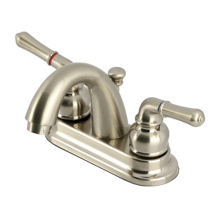 Naples KB5618NML Two-Handle 3-Hole Deck Mount 4" Centerset Bathroom Faucet with Plastic Pop-Up, Brushed Nickel