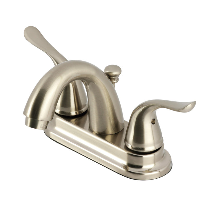 Yosemite KB5618YL Two-Handle 3-Hole Deck Mount 4" Centerset Bathroom Faucet with Plastic Pop-Up, Brushed Nickel