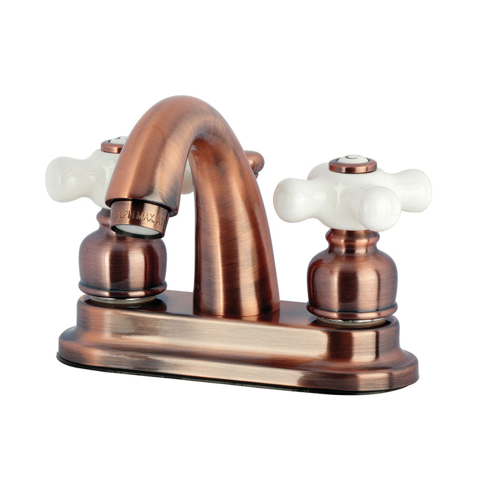 Kingston Heirloom KB561PXAC - Restoration Double-Handle 3-Hole Deck Mount 4-Inch Centerset Bathroom Faucet with Pop-Up Drain, Antique Copper