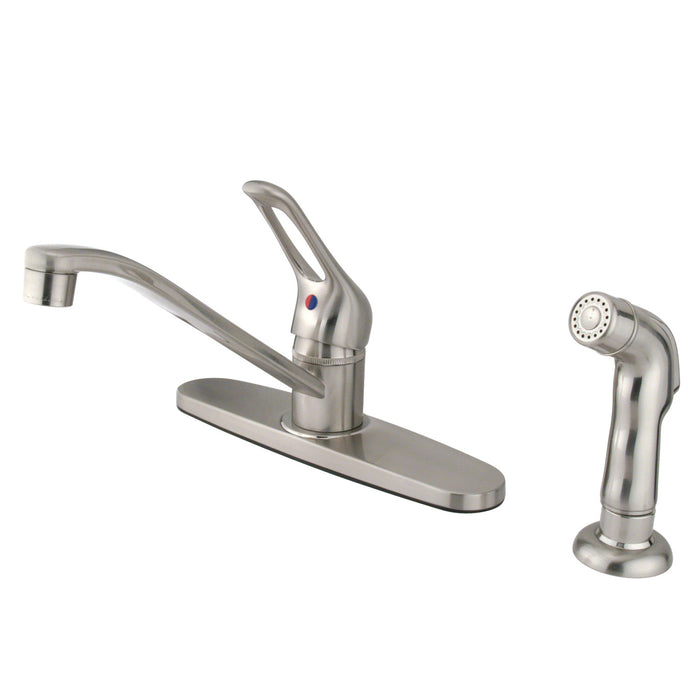 Kingston Wyndham KB562SNSP One-Handle 4-Hole 8" Centerset Kitchen Faucet with Side Sprayer, Brushed Nickel