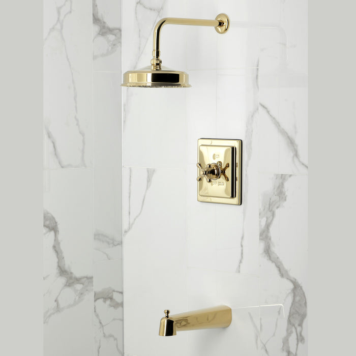 Kingston Tulare KB5892AX - Revival Single-Handle Pressure Balanced Tub and Shower Faucet, Polished Brass