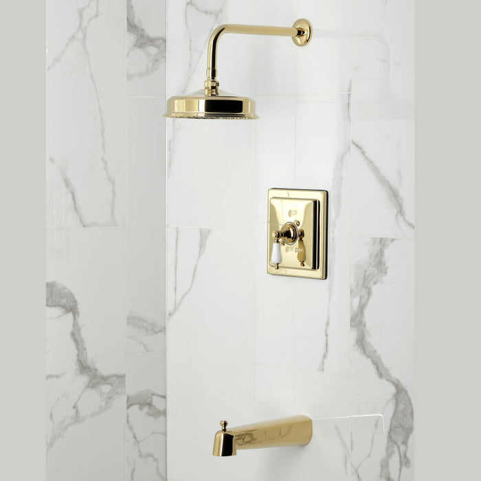 Kingston Tulare KB5892PL - Demure Single-Handle Pressure Balanced Tub and Shower Faucet, Polished Brass