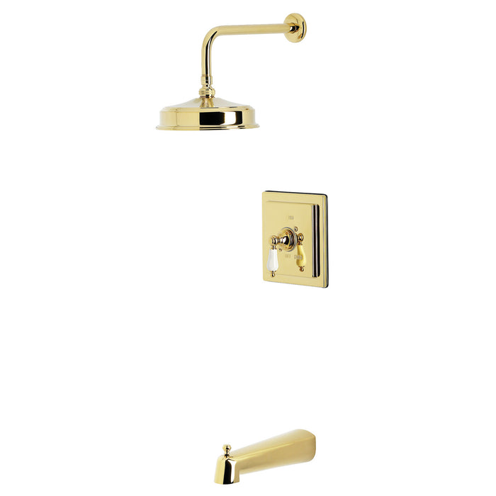 Kingston Tulare KB5892PL - Demure Single-Handle Pressure Balanced Tub and Shower Faucet, Polished Brass