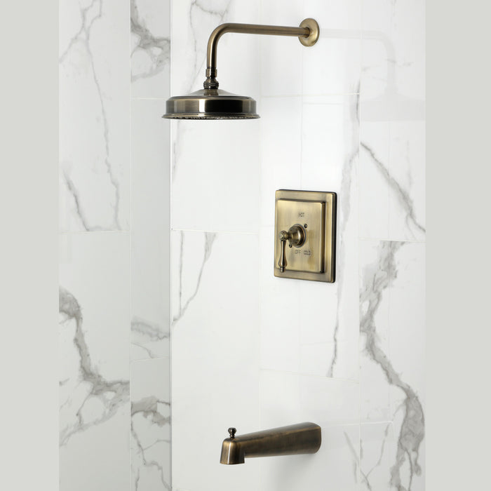 Kingston Tulare KB5893AL - Revival Single-Handle Pressure Balanced Tub and Shower Faucet, Antique Brass