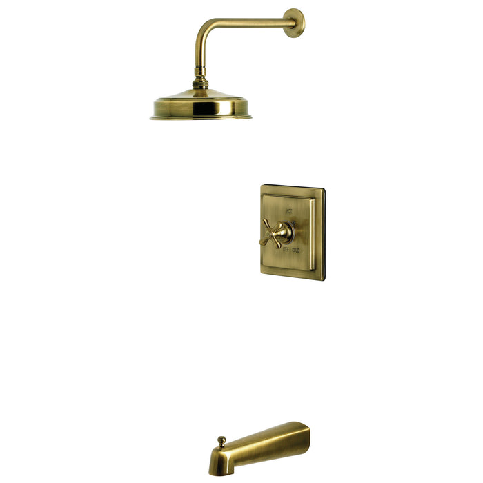 Kingston Tulare KB5893AX - Revival Single-Handle Pressure Balanced Tub and Shower Faucet, Antique Brass