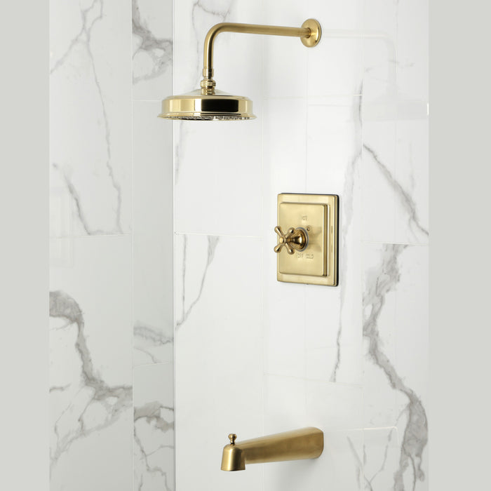 Kingston Tulare KB5897AX - Revival Single-Handle Pressure Balanced Tub and Shower Faucet, Brushed Brass