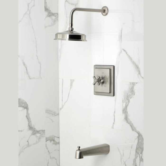 Kingston Tulare KB5898AX - Revival Single-Handle Pressure Balanced Tub and Shower Faucet, Brushed Nickel