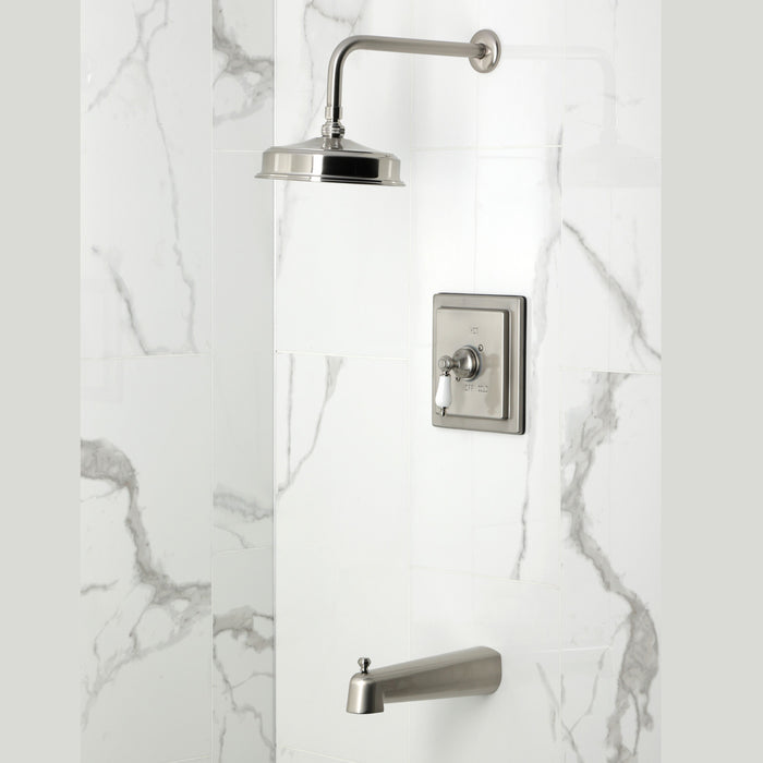 Kingston Tulare KB5898PL - Demure Single-Handle Pressure Balanced Tub and Shower Faucet, Brushed Nickel