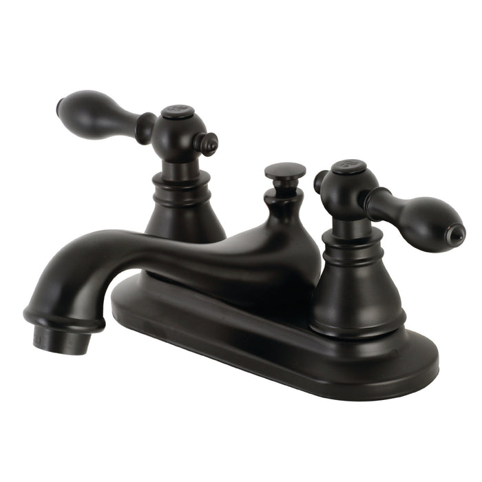 Kingston Heirloom KB600ACL - American Classic Double-Handle 3-Hole Deck Mount 4-Inch Centerset Bathroom Faucet with Pop-Up Drain, Matte Black