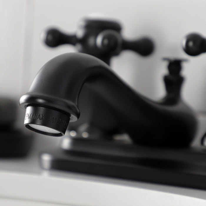 Kingston Heirloom KB600BX - Metropolitan Double-Handle 3-Hole Deck Mount 4-Inch Centerset Bathroom Faucet with Pop-Up Drain, Matte Black