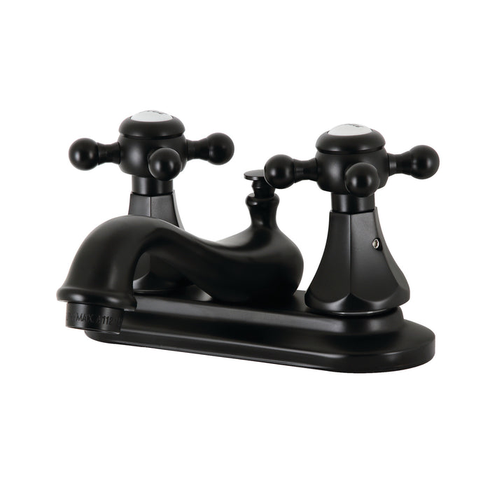 Kingston Heirloom KB600BX - Metropolitan Double-Handle 3-Hole Deck Mount 4-Inch Centerset Bathroom Faucet with Pop-Up Drain, Matte Black