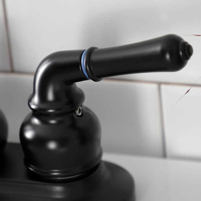 Kingston Heirloom KB600NML - Restoration Double-Handle 3-Hole Deck Mount 4-Inch Centerset Bathroom Faucet with Pop-Up Drain, Matte Black