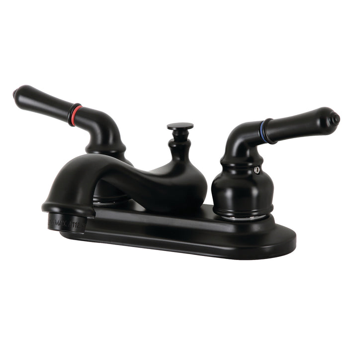 Kingston Heirloom KB600NML - Restoration Double-Handle 3-Hole Deck Mount 4-Inch Centerset Bathroom Faucet with Pop-Up Drain, Matte Black