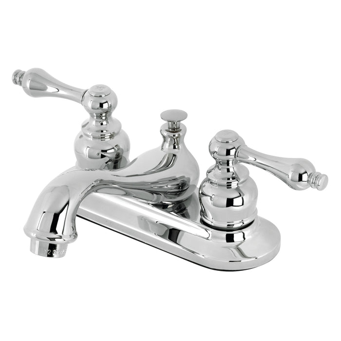 Kingston Heirloom KB601ALB - Restoration Double-Handle 3-Hole Deck Mount 4-Inch Centerset Bathroom Faucet with Brass Pop-Up, Polished Chrome