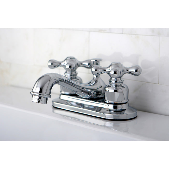 Kingston Heirloom KB601AX - Restoration Double-Handle 3-Hole Deck Mount 4-Inch Centerset Bathroom Faucet with Pop-Up Drain, Polished Chrome