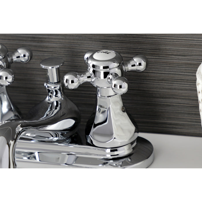 Kingston Heirloom KB601BX - Metropolitan Double-Handle 3-Hole Deck Mount 4-Inch Centerset Bathroom Faucet with Pop-Up Drain, Polished Chrome