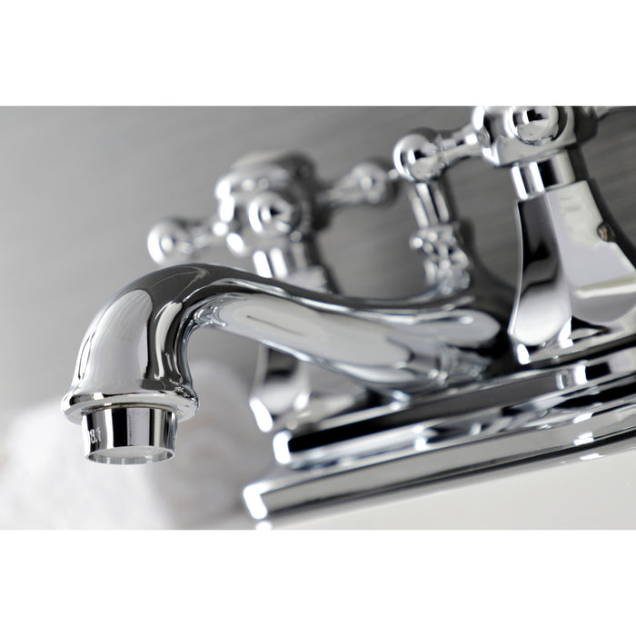 Kingston Heirloom KB601BX - Metropolitan Double-Handle 3-Hole Deck Mount 4-Inch Centerset Bathroom Faucet with Pop-Up Drain, Polished Chrome