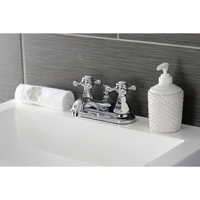 Kingston Heirloom KB601BX - Metropolitan Double-Handle 3-Hole Deck Mount 4-Inch Centerset Bathroom Faucet with Pop-Up Drain, Polished Chrome