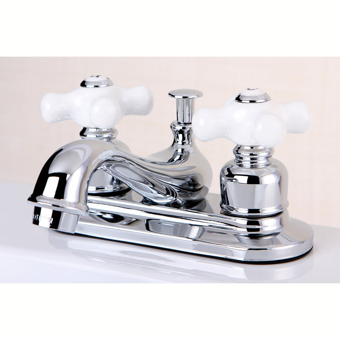 Kingston Heirloom KB601PX - Restoration Double-Handle 3-Hole Deck Mount 4-Inch Centerset Bathroom Faucet with Pop-Up Drain, Polished Chrome