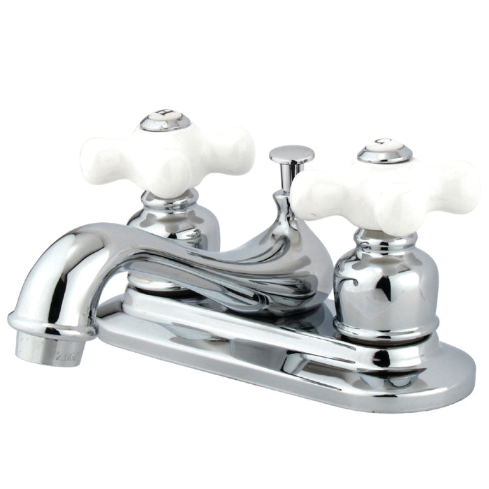 Kingston Heirloom KB601PX - Restoration Double-Handle 3-Hole Deck Mount 4-Inch Centerset Bathroom Faucet with Pop-Up Drain, Polished Chrome