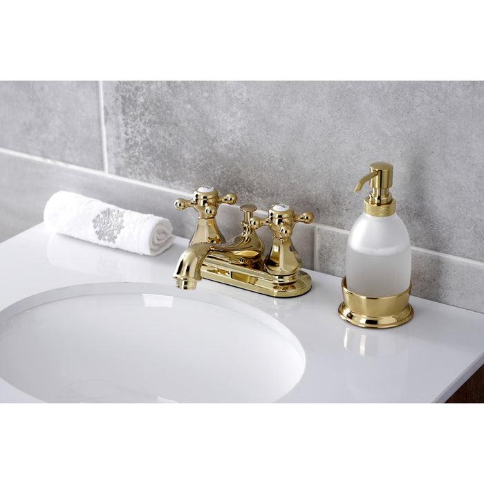 Kingston Heirloom KB602BX - Metropolitan Double-Handle 3-Hole Deck Mount 4-Inch Centerset Bathroom Faucet with Pop-Up Drain, Polished Brass