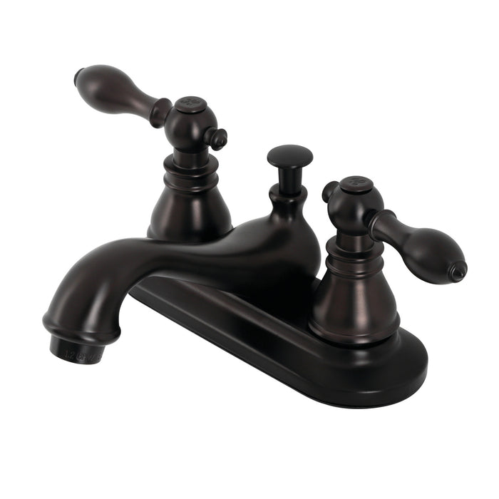 Kingston Heirloom KB605ACL - American Classic Double-Handle 3-Hole Deck Mount 4-Inch Centerset Bathroom Faucet with Pop-Up Drain, Oil Rubbed Bronze