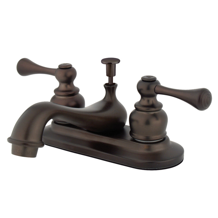 English Vintage KB605BL Double-Handle 3-Hole Deck Mount 4-Inch Centerset Bathroom Faucet with Pop-Up Drain, Oil Rubbed Bronze