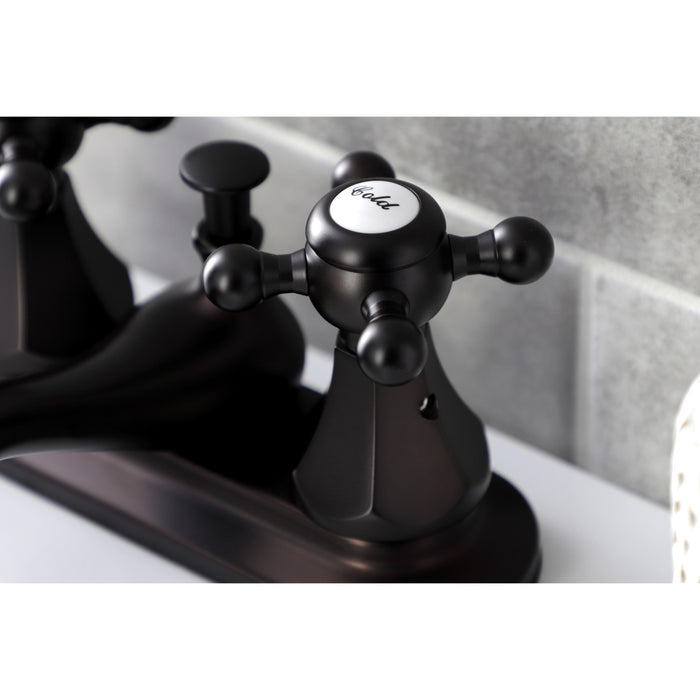 Kingston Heirloom KB605BX - Metropolitan Double-Handle 3-Hole Deck Mount 4-Inch Centerset Bathroom Faucet with Pop-Up Drain, Oil Rubbed Bronze