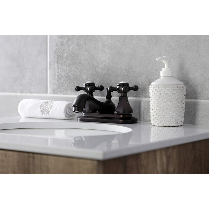 Kingston Heirloom KB605BX - Metropolitan Double-Handle 3-Hole Deck Mount 4-Inch Centerset Bathroom Faucet with Pop-Up Drain, Oil Rubbed Bronze