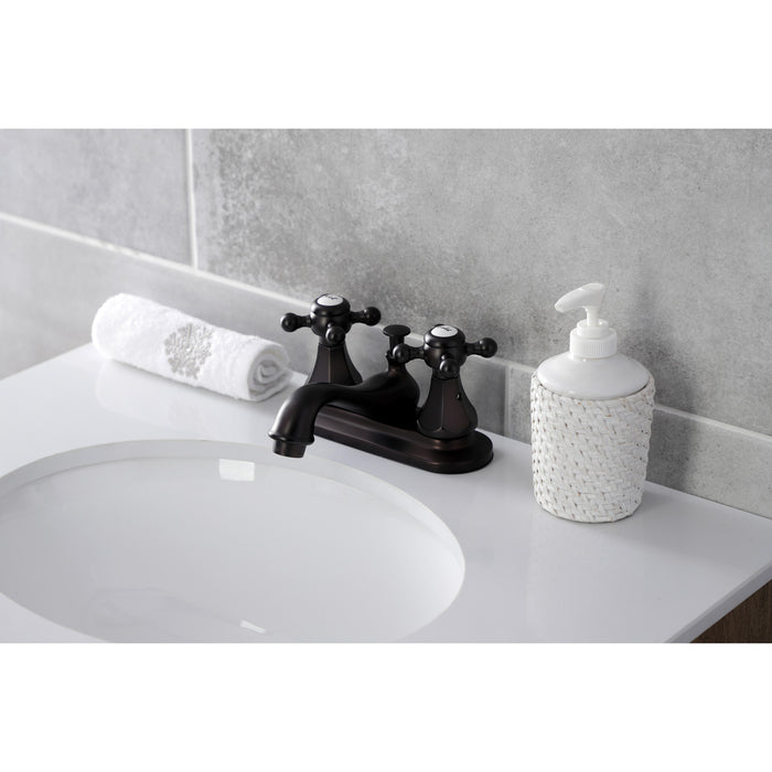 Kingston Heirloom KB605BX - Metropolitan Double-Handle 3-Hole Deck Mount 4-Inch Centerset Bathroom Faucet with Pop-Up Drain, Oil Rubbed Bronze