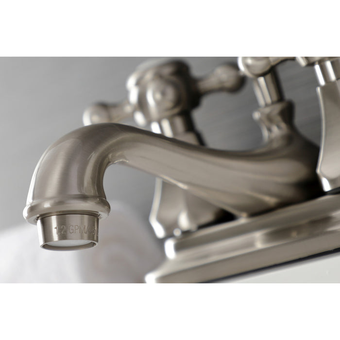 Kingston Heirloom KB608BX - Metropolitan Double-Handle 3-Hole Deck Mount 4-Inch Centerset Bathroom Faucet with Pop-Up Drain, Brushed Nickel