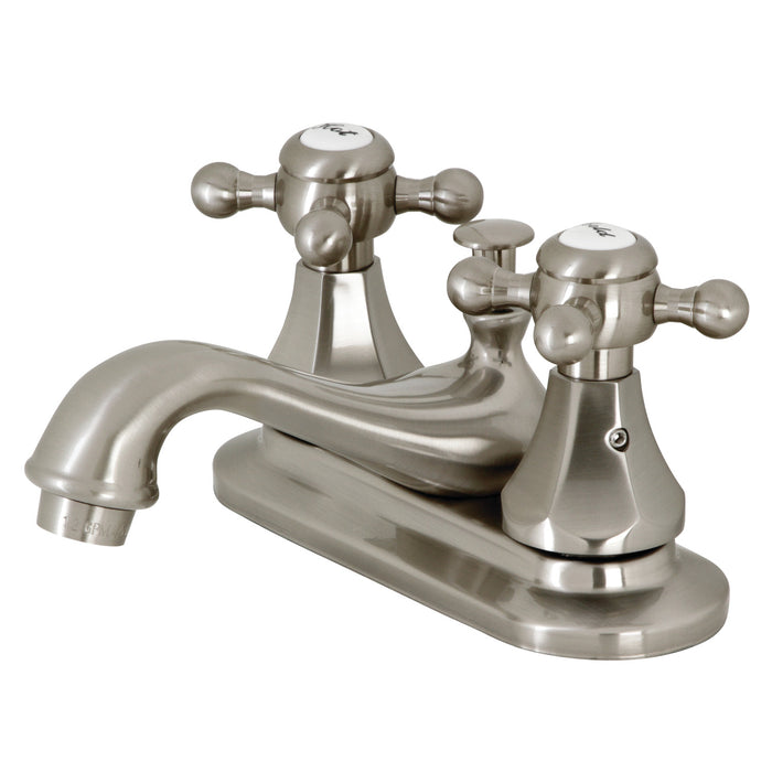 Kingston Heirloom KB608BX - Metropolitan Double-Handle 3-Hole Deck Mount 4-Inch Centerset Bathroom Faucet with Pop-Up Drain, Brushed Nickel