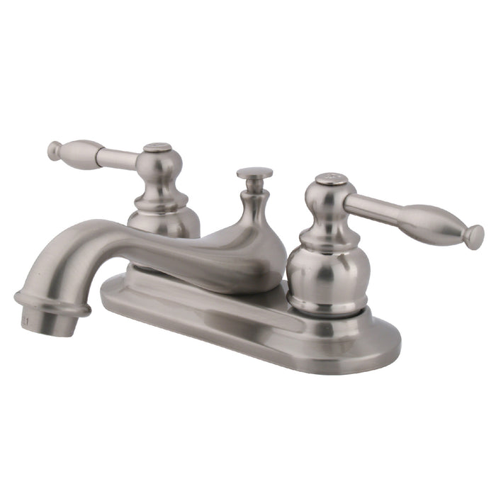Kingston Tulare KB608KL - Knight Double-Handle 3-Hole Deck Mount 4-Inch Centerset Bathroom Faucet with Pop-Up Drain, Brushed Nickel