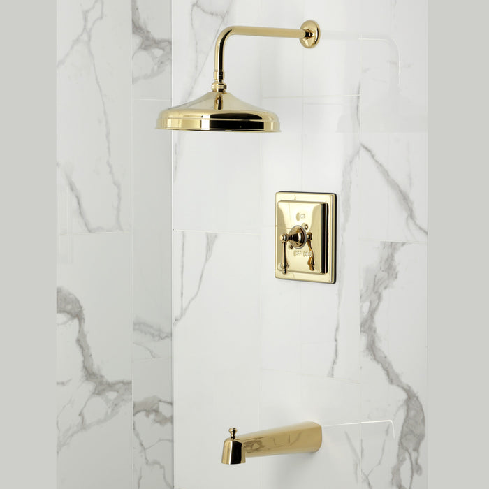 Kingston Tulare KB6142AL - Revival Single-Handle Pressure Balanced Tub and Shower Faucet, Polished Brass
