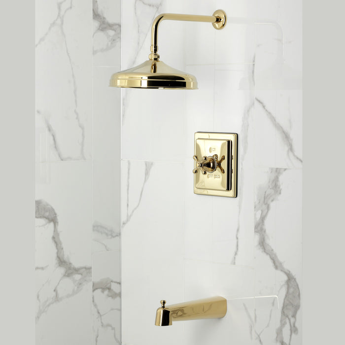 Kingston Tulare KB6142AX - Revival Single-Handle Pressure Balanced Tub and Shower Faucet, Polished Brass