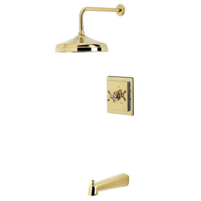 Kingston Tulare KB6142AX - Revival Single-Handle Pressure Balanced Tub and Shower Faucet, Polished Brass