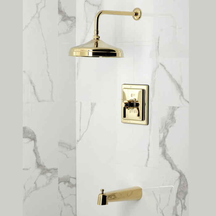Kingston Sona KB6142NDL - NuvoFusion Single-Handle Pressure Balanced Tub and Shower Faucet, Polished Brass