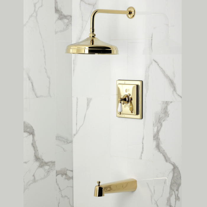 Kingston Tulare KB6142PL - Demure Single-Handle Pressure Balanced Tub and Shower Faucet, Polished Brass